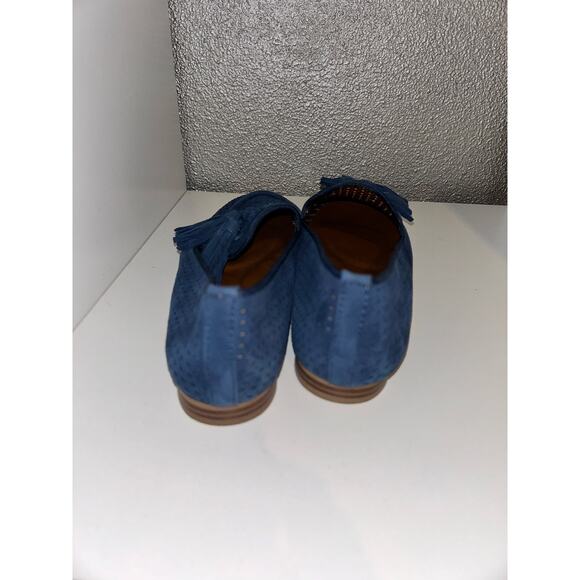 Franco Sarto Preppy Academia Casual Business Suede Perforated Tassle Loafers - Picture 5 of 8